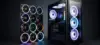 Gabinete gamer com water cooler 360mm e vários fans RGB iluminados