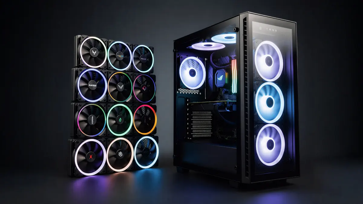 Gabinete gamer com water cooler 360mm e vários fans RGB iluminados